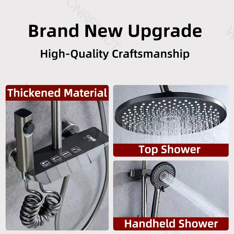 Bathroom Rain Shower Set Three Modes Handheld Pressure Spray Gun Adjustable Hot And Cold Top Shower Multi-function Shower 4