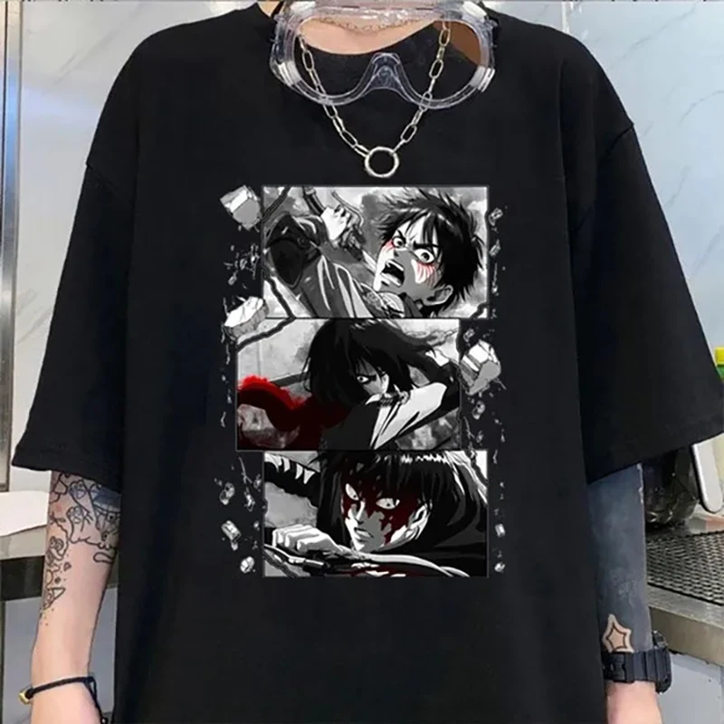 

Attack on Titan Graphic Printed T Shirt Unisex Fashion Round Neck Short Sleeve Streetwear Casual Personality Loose Tees Top
