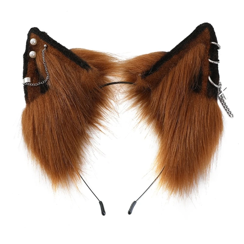 Cartoon Headband Cat Foxes Ears Shape Hair Hoop Plush Carnivals Party Headpiece Cosplay Party Costume Props Unisex