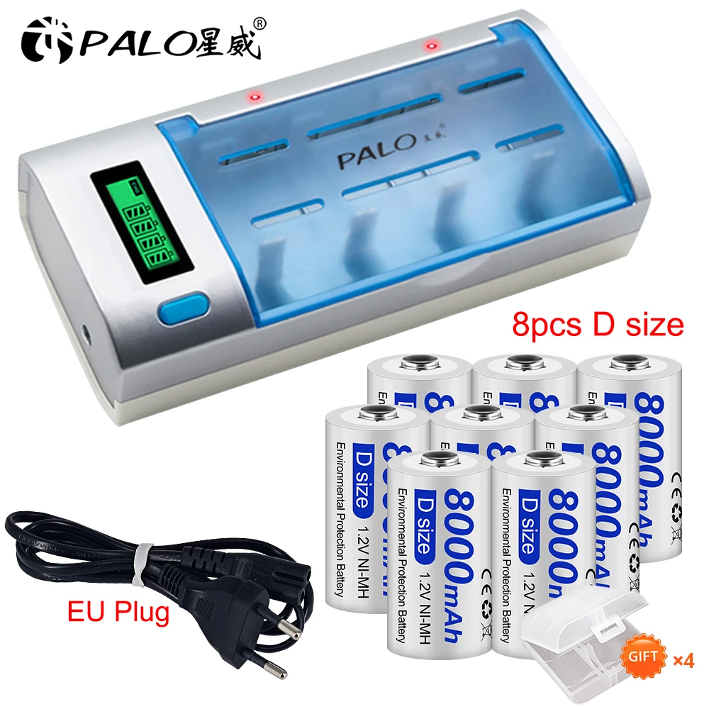 Palo 1.2V 8000Mah D Cell Ni-Mh Batteria Ricaricabile D Size Nimh R20 Batterie Per Torcia Fornello A Gas Fornello Rc Fotocamera Giocattolo