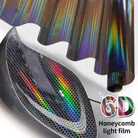 Car Motorcycle Vinyl Wrap Foil Laser Honeycomb Headlights Taillight Tint Film Modify color changing stickers Car styling 1