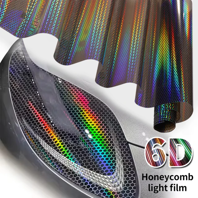 Car Motorcycle Vinyl Wrap Foil Laser Honeycomb Headlights Taillight Tint Film Modify color changing stickers Car styling 1