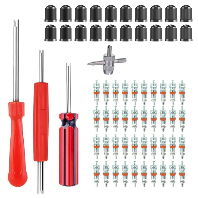 

64-Piece Valve Core Removal Installation Set Valve Core Removal Tool Set Valve Cap Valve