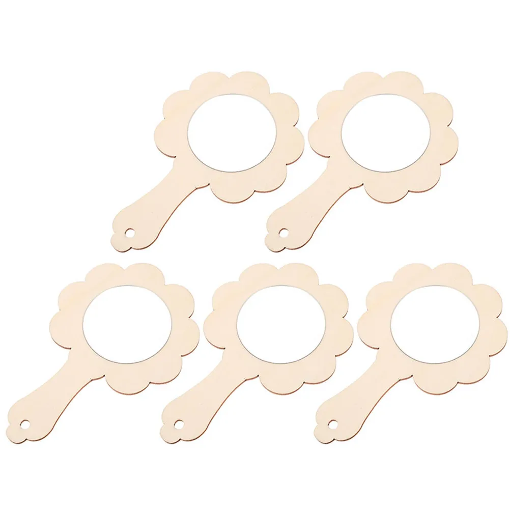 5Pcs 나무 손거울 도색되지 않은 DIY 공예 거울 그림 그리기용 빈 표면 장식 교육용 놀이 홈