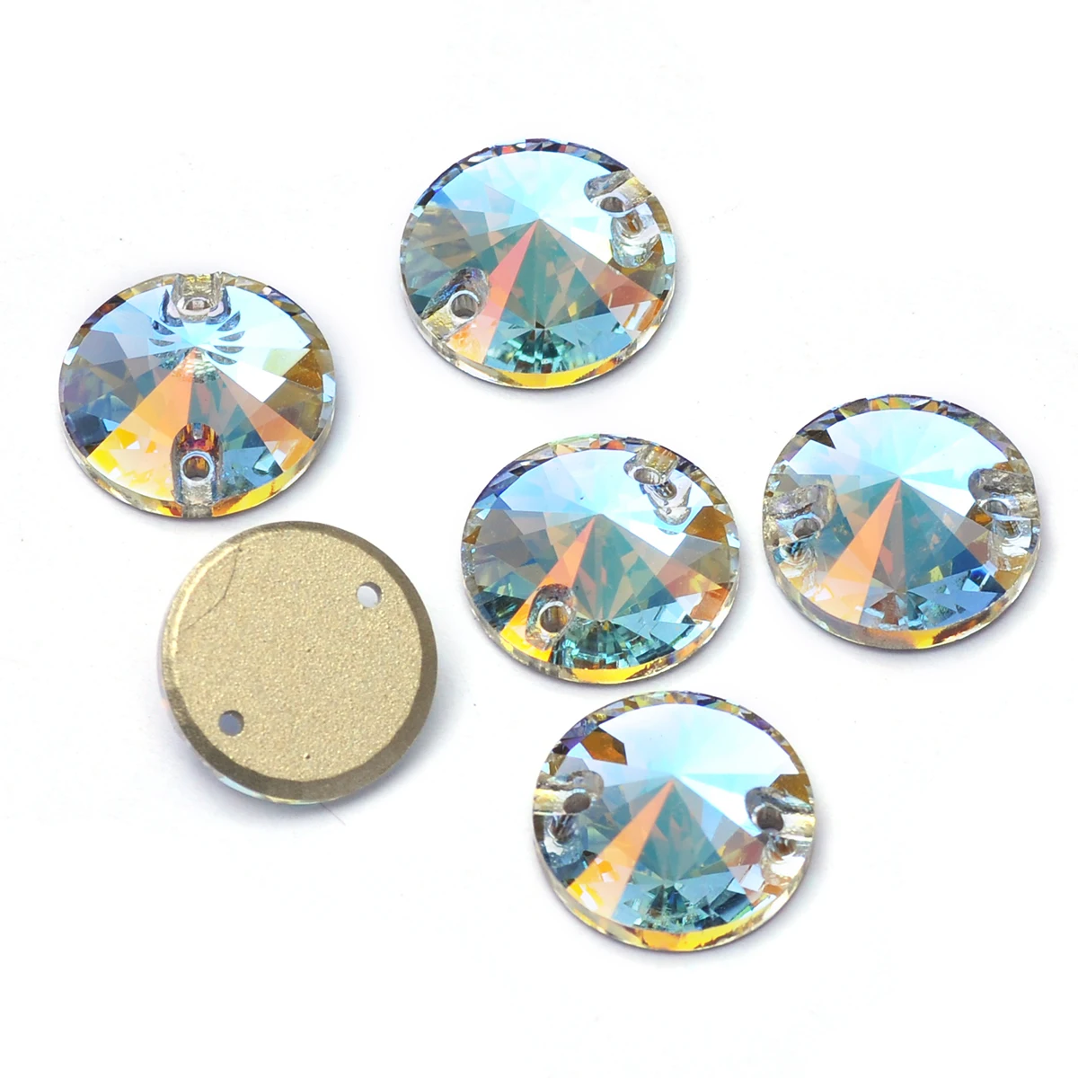 Cognac 8 10 12 14 16 18 mm Rivoli-Stein, Kristall, K9-Glas-Strass, flache Rückseite, zum Aufnähen von Strasssteinen für Kleidungsstücke, Kleidung – Detail 4
