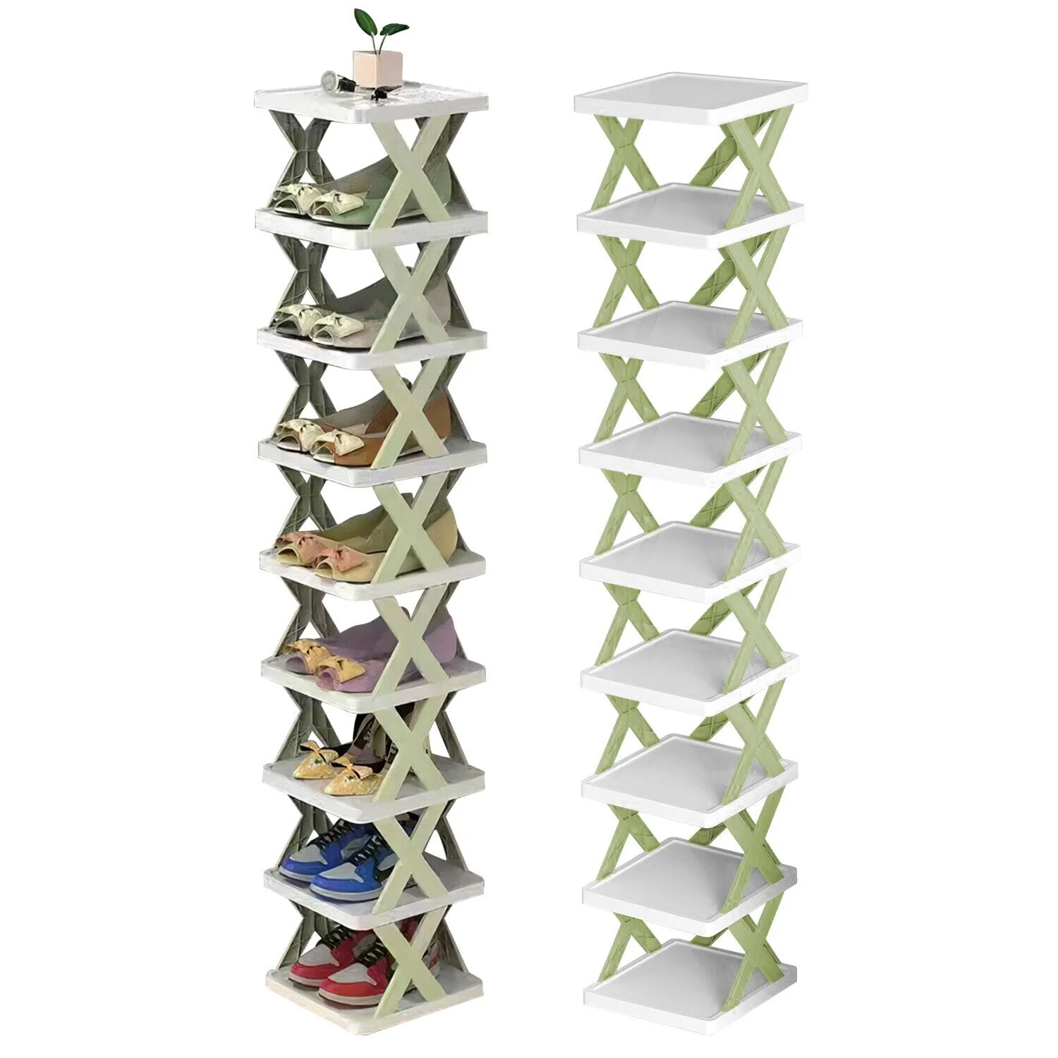 

Shoe Rack Tall Organizer Foldable Stackable Racks Shoes Stand Storage Shelf Holders Vertical Narrow