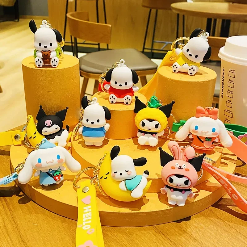 

Брелок Sanrio в виде фруктов, милая кукла, рюкзак, подвеска, Аниме фигурки, Kuromi Cinnamoroll почтовый декор, подарок, оптовая продажа