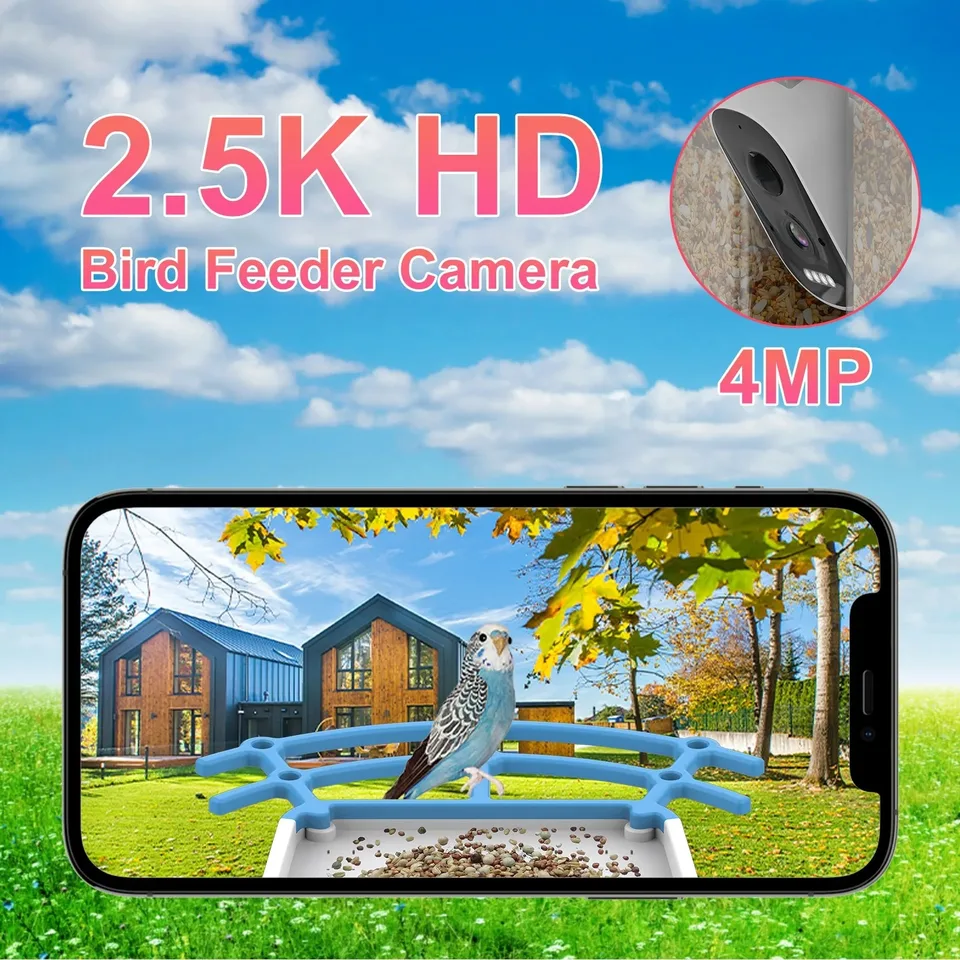 Mangeoire Intelligente Pour Oiseaux Avec Caméra, Faible Puissance, Vision Nocturne Solaire HD 2.5K, étanche IP66, Mangeoire Pour Espèces D'oiseaux Réels