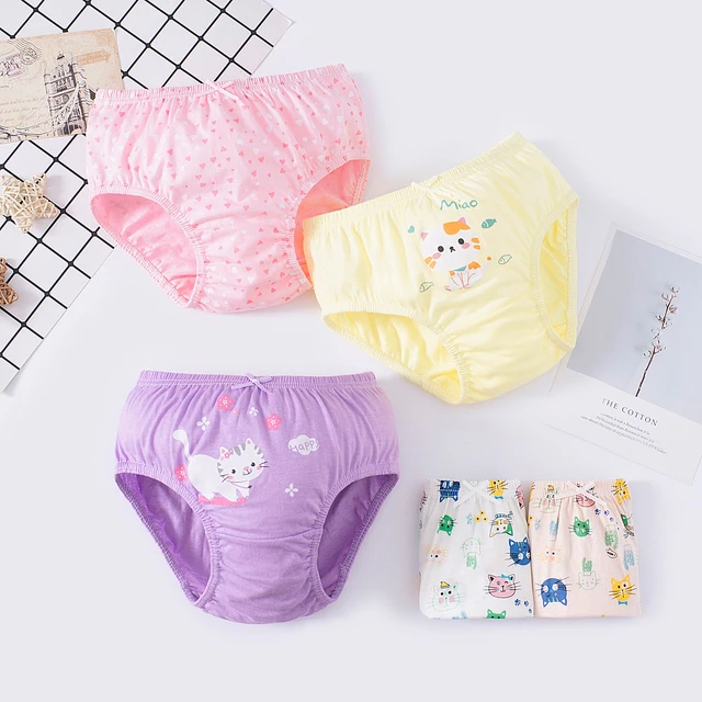 Child Cameltoegirls' Cotton Panties 5-pack - Cartoon Cat & Guinea