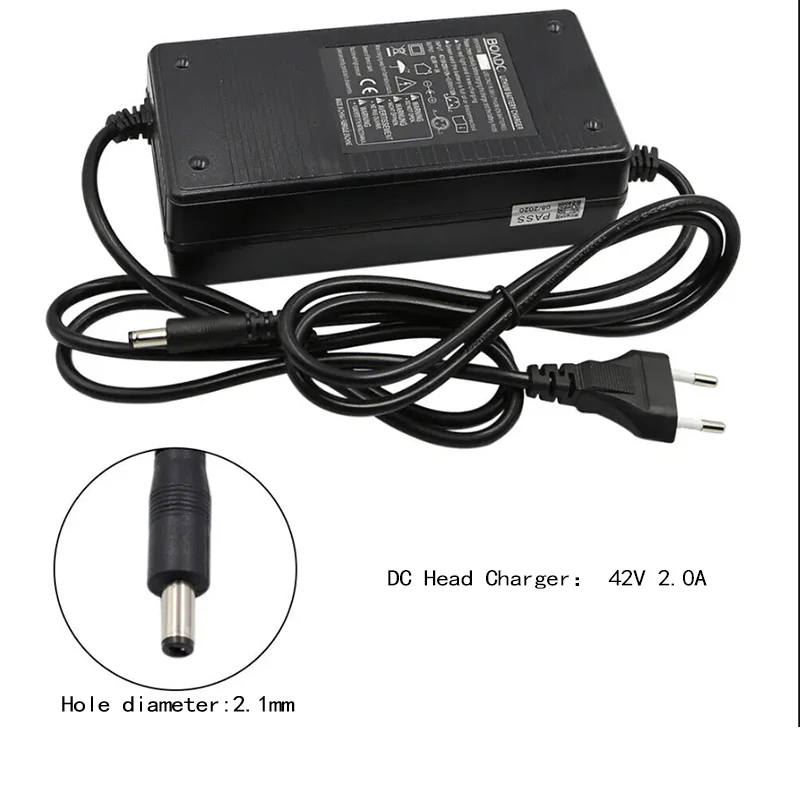 42V 2A Electric Bike Lithium Battery Charger 2.1mm DC For 36V Electric Scooter Charger Hoverboard Balance Wheel Charger eu stock inmotion v8s unicycle euc e wheel 72v 728wh battery 1000w motor 35km h top speed 70km range smart self balance wheel