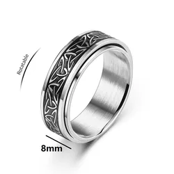 Viking Celtic Knot Anti - Stress Spinning Ring for Men - Stainless Steel Anxiety Relief Band (Ring - 1581)