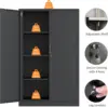 Tool cabinet Metal Storage Cabinet with Locking Doors and 3 Adjustable Shelves 53.5-Inch Lockable Storage Cabinets Black 5