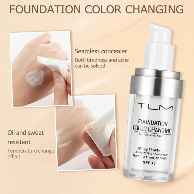 TLM 30ml Color Changing Foundation Liquid Base Makeup Change to Your Skin Tone by Just Blending