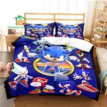Funda nórdica con estampado de Sonic para niños y niñas, juego de cama con estampado de dibujos animados, tamaño Queen y King
