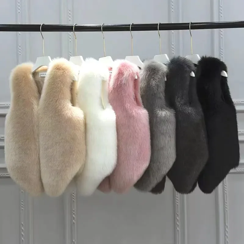 Children Vest Outerwear Boys Girls Faux Fur Waistcoat Baby Thickened Vest Jacket Autumn Winter children vest