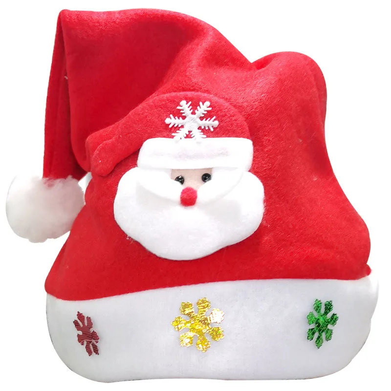 Christmas Decorations Bright Red Non-Woven Fabric Christmas Hat Plush Cartoon Christmas Gift Adult And Children's Christmas Hat