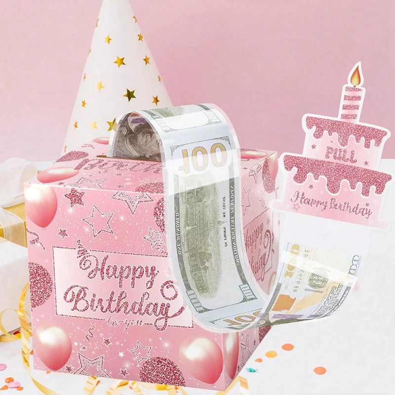 Birthday Money Gift Boxes with Pull-Out Happy Birthday Card, Fun Cash Surprise Packagin... - SKU MGB01127 - UGI Packaging