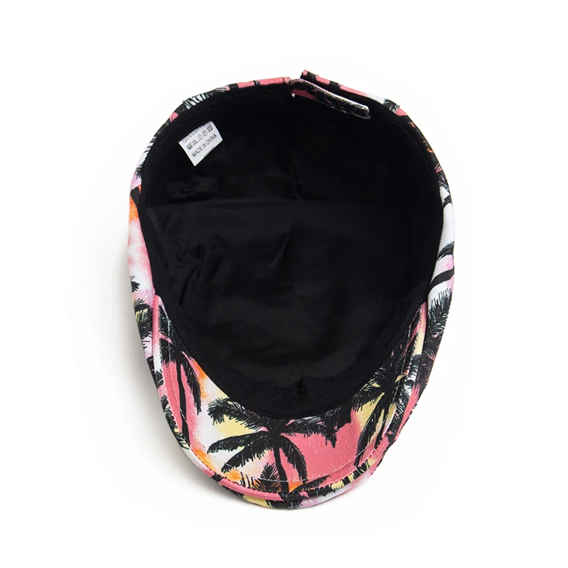 Vacation Style Men Women Beret Summer Fashion Print Cotton Soft Top Beach Visor Hat Casual Painter Berets Unisex Adjustable beret hat casual hat woolen beret