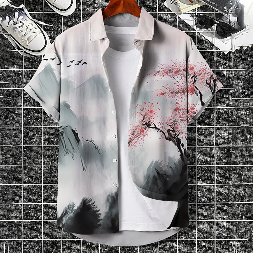 Simple Men'S Shirt 3d Printed Retro Fashion Top Loose Oversized Wear Every Day Casual Short Sleeved Shirt Comfort Men'S Clo