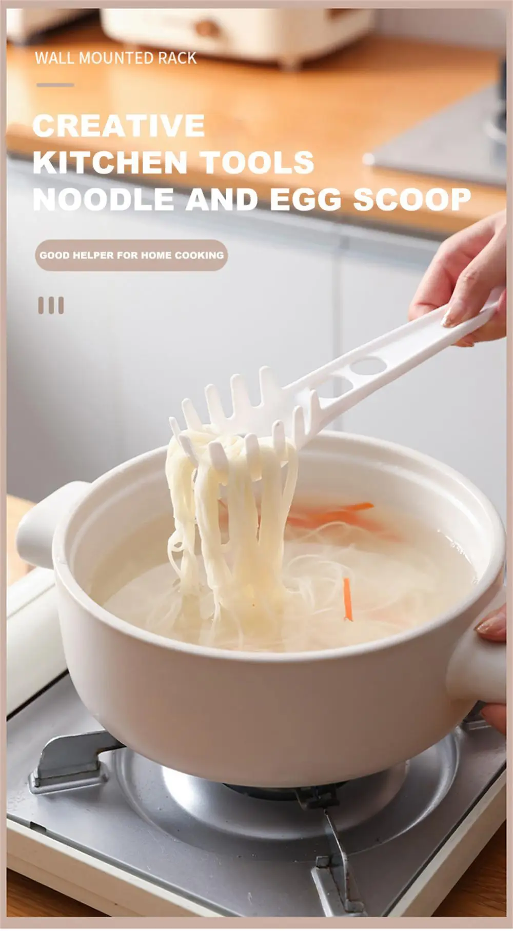 Description Picture 2 of itemPasta Scoop Colander Spaghetti Egg Yolk Separation Scoop Egg White Separator Plastic Filter Drain Spoon Kitchen Accessories