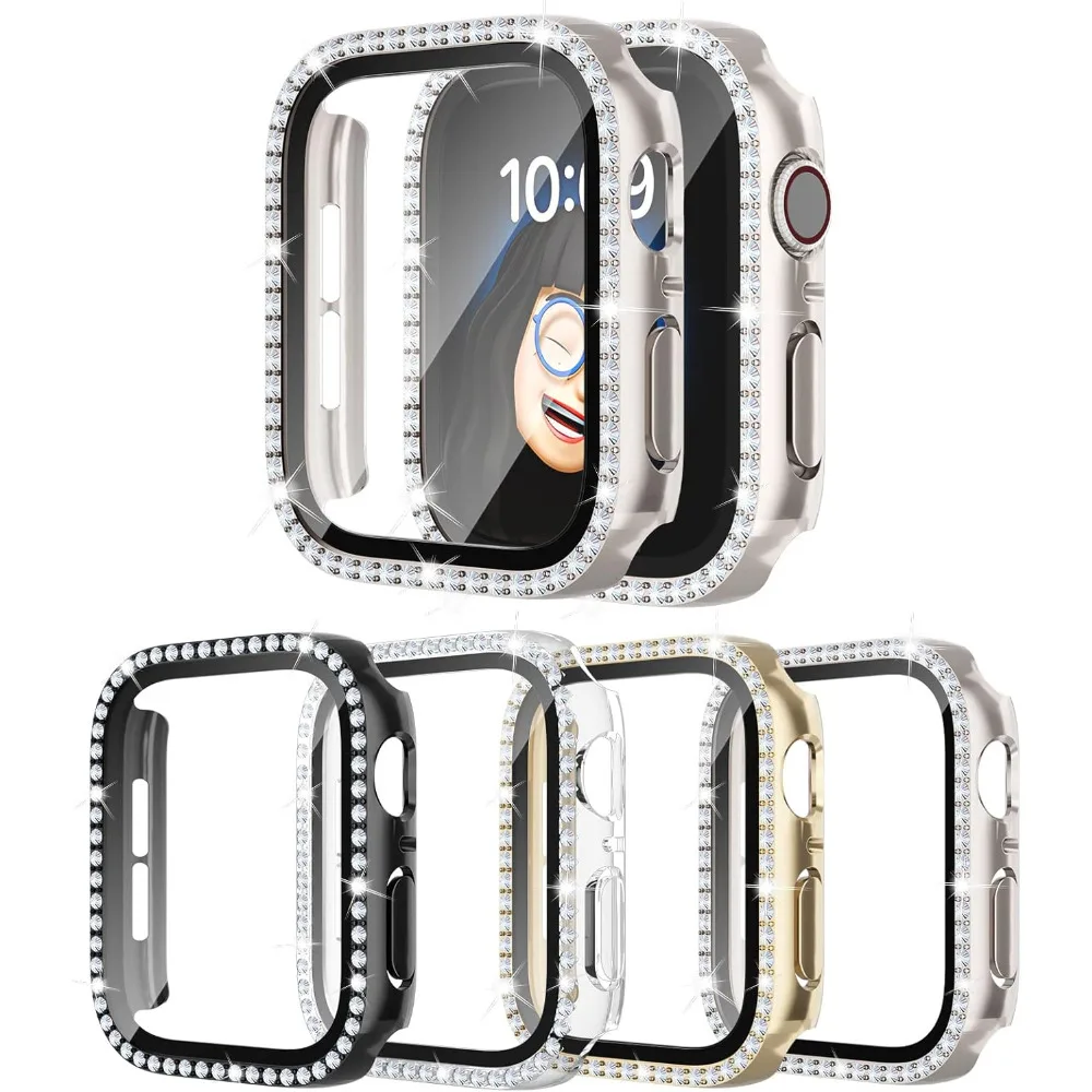 Sparkling Protective Apple Watch Case with Glass Screen Protector