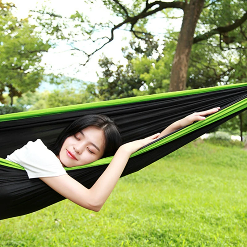 2 Person Outdoor Hanging Hammock Portable Camping Hang Bed Travel Survival Hunting Sleeping Bed Multicolor Adult Tourist Hammock