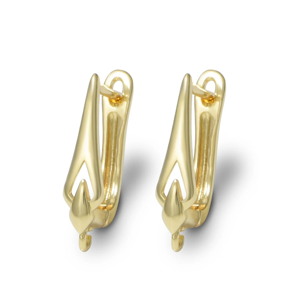Earring Hooks 1 Pair Smooth 18K Gold/Rhodium Plated Ear Wire Fastener DIY Jewelry Making Accessories Supplies