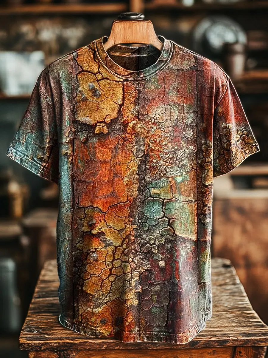 Mens Casual Retro 3D Print T Shirt Oversized Short Sleeve Tee