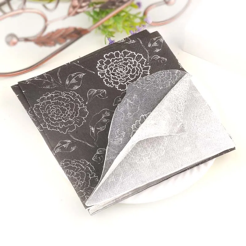 2-Ply 33cm Colourful Napkins Printed Placemat Paper Mouth Cloth Wedding Cup Flower Paper Hotel Banquet Gold 10/20pcs/Pac