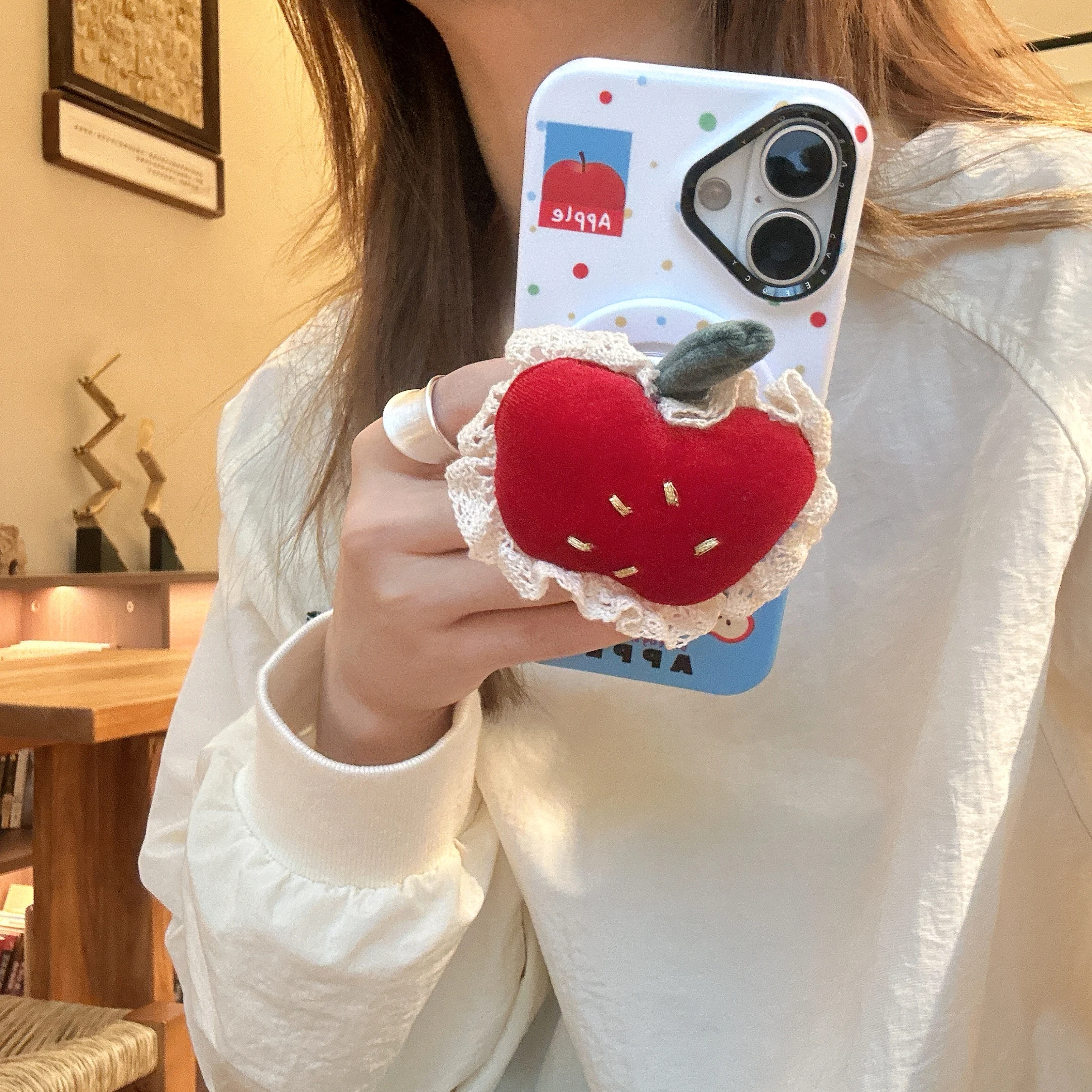 3D Cartoon Cute Apple Stand Phone Case - High-Quality Magnetic Shockproof Anti-Drop Soft Cover