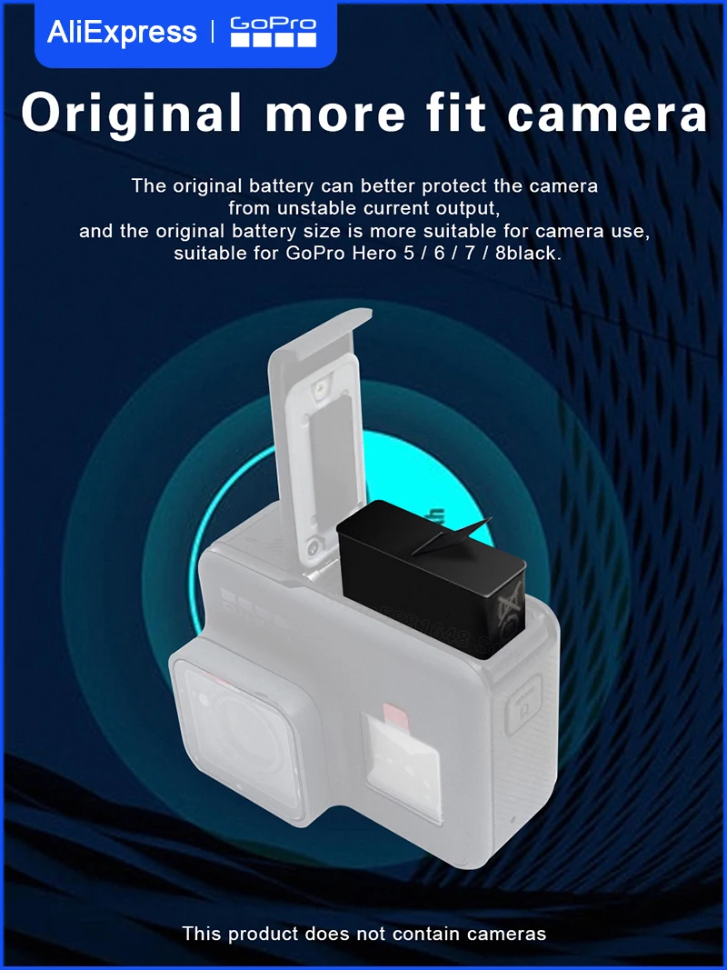 Quatre batteries et un chargeur pour GoPro Hero 9/10/11, disposés en rangée.