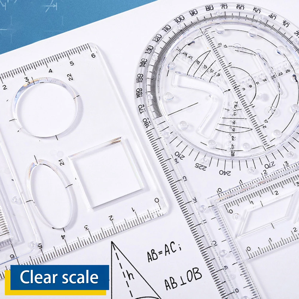 

Multifunctional Drawing Ruler Geometric Ruler Triangle Ruler Compass Protractor Primary School Activity Drawing Measuring Tool