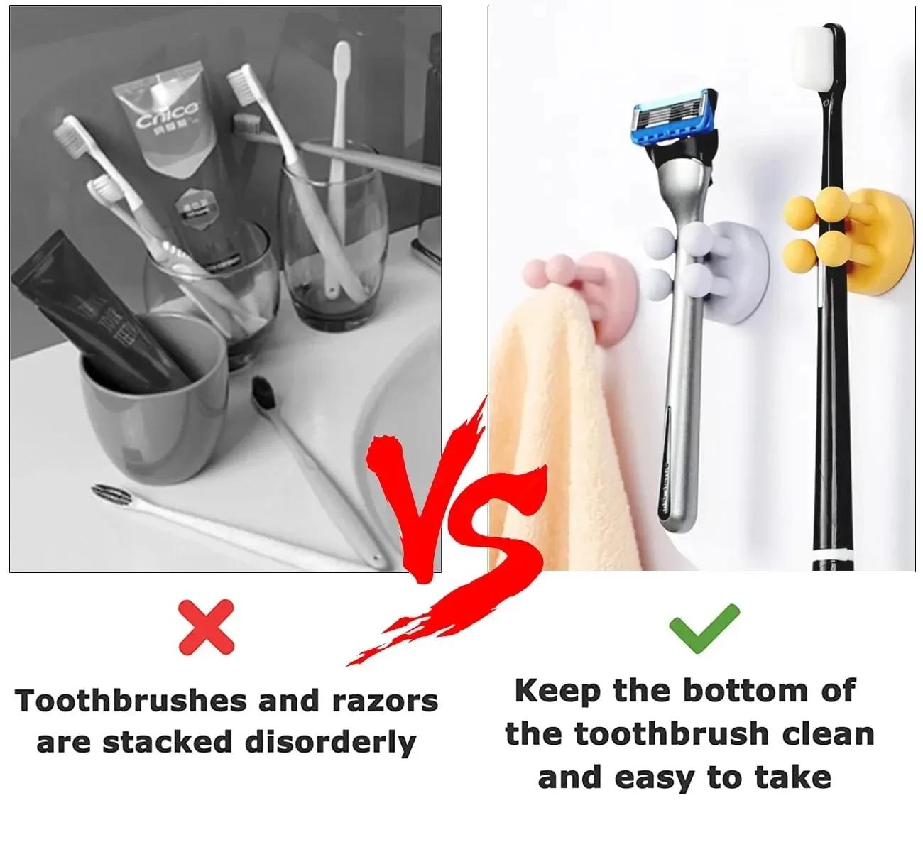 4Pcs Silicone Toothbrush Holders Hook Waterproof Self Adhesive