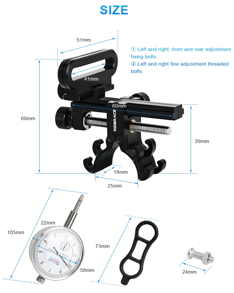 RIDERACE 자전거 바퀴 Truing 스탠드 다이얼 표시기 게이지 도로 산 MTB 자전거 수리 도구에 대한 미니 림 조정 도구