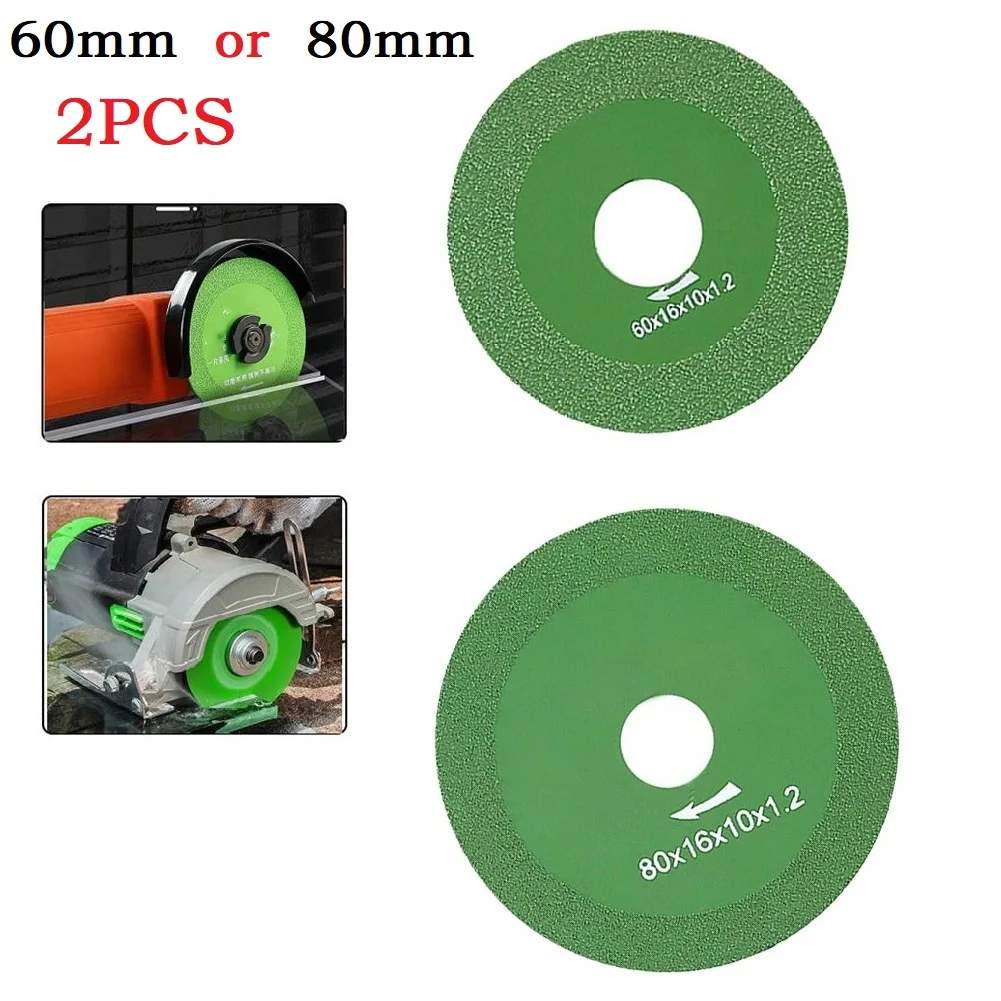 2pcs 16mm Bore Glass Cutting Disc Marble Saw Blade Ceramic Crystal Diamond Jade Wine Bottle Polishing 60/80mm Saw Blade Cutting