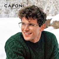 CAPONI Original Men Glasses Frame Carbon Fiber Light Weight Computer Anti Blue Ray Glasses Photochromic Gray Eyes Glasses J35622 - Image 2