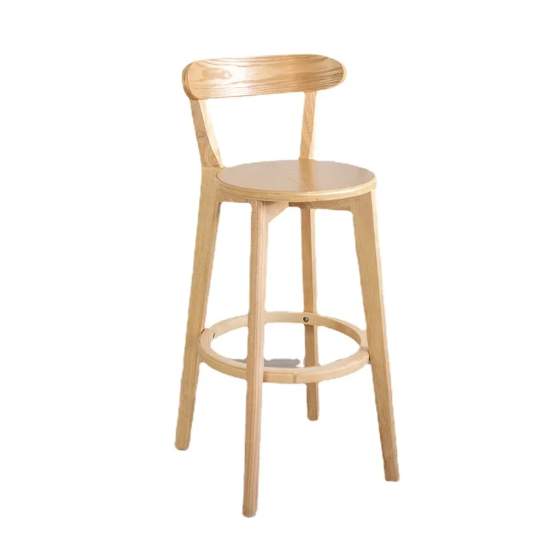 Taburete de madera maciza con respaldo, taburetes altos de cocina con  cubierta de tela extraíble, silla de bar de madera para bar, recepción