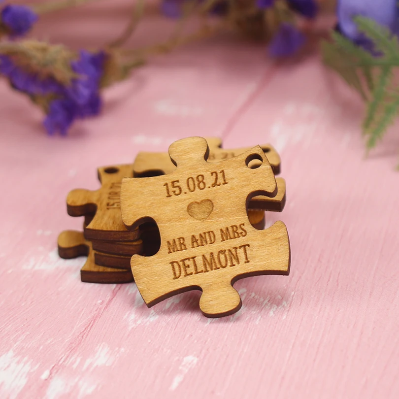 Bomboniere per puzzle in legno personalizzate, decorazioni per
