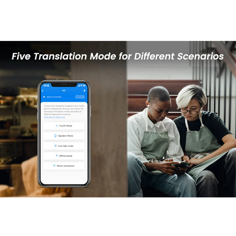 Wireless Translator Earbuds BT Headphones with Microphones Charging Case 4 Modes Support Real-time Translation in 74 Languages