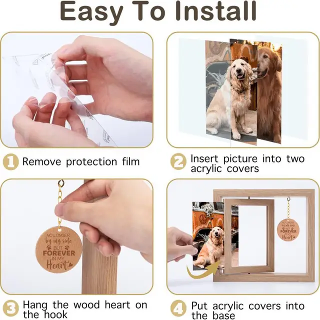 Cornice Commemorativa Per Animali Domestici In Legno - Girevole, Per Foto 10x15 Cm - Foto 12