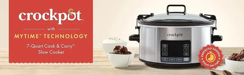 Crockpot 7Qt MyTime Cook & Carry Slow Cooker, Programmable