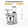 6 in 1 Multi-function Stand Mixer 10-speed Tilt Head Meat Grinder Juicer Vegetable Slicer Pasta and Cookie Maker Silver 6