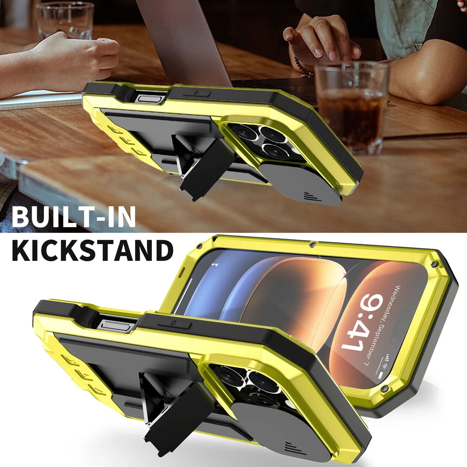 Ultimate Armor Metal Phone Case with Built-in Kickstand and Shockproof Protection