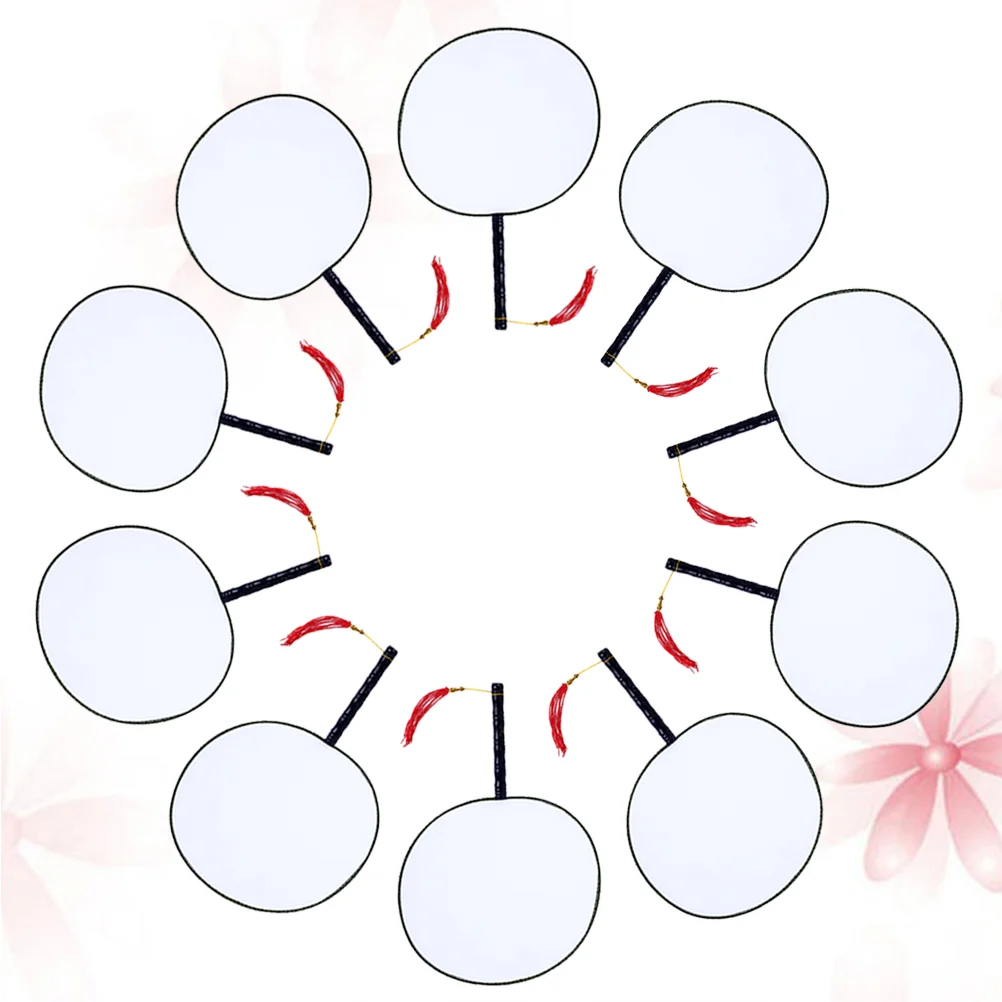 

Milisten Japanese Round Fan 10Pcs Blank Fans White Hand Fan Chinese Round Hand Fans Handmade Blank Painting Fan Tassel Diy