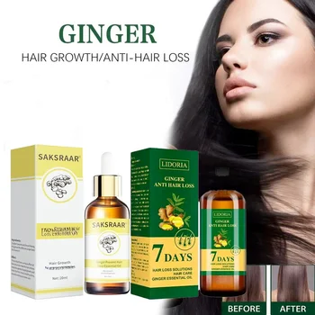 Prodotti per la crescita dei capelli allo zenzero Olio essenziale per capelli a crescita rapida Anti perdita naturale dei capelli Prevenire la cura della riparazione danneggiata crespa secca dei capelli