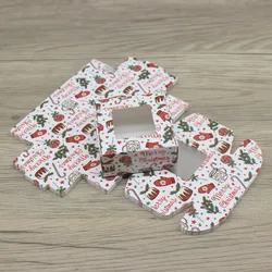 10 - Pack DIY Handmade Kraft Gift Boxes - Festive Candy & Gift Packaging (Whitechristmas)