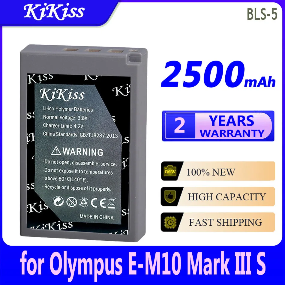2500Mah Kikiss Potente Batteria Bls-5 Bls5 Per Olympus E-M10 Mark Iii Iv Ii Pen S Om-D Em10 E-M5