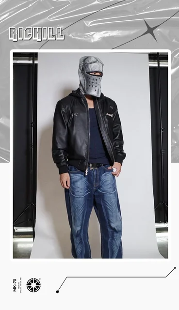 Thug Club 23fw Body Armor Print Denim Trousers Loose Straight 