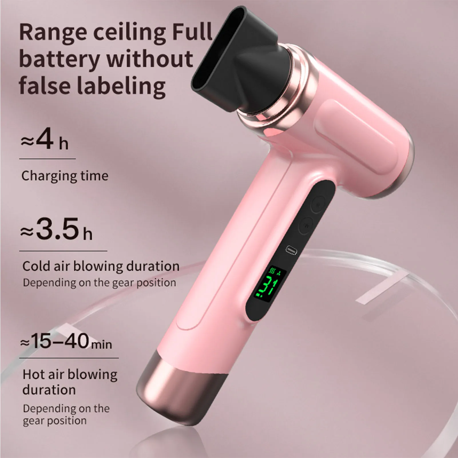 Portable Hair Dryer 200W USB Rechargeable Lightweight Multi Modes Fast Drying Hot and Cold Air Hair Dryer 15000mAh for Travel hair dryer portable hair dryer
