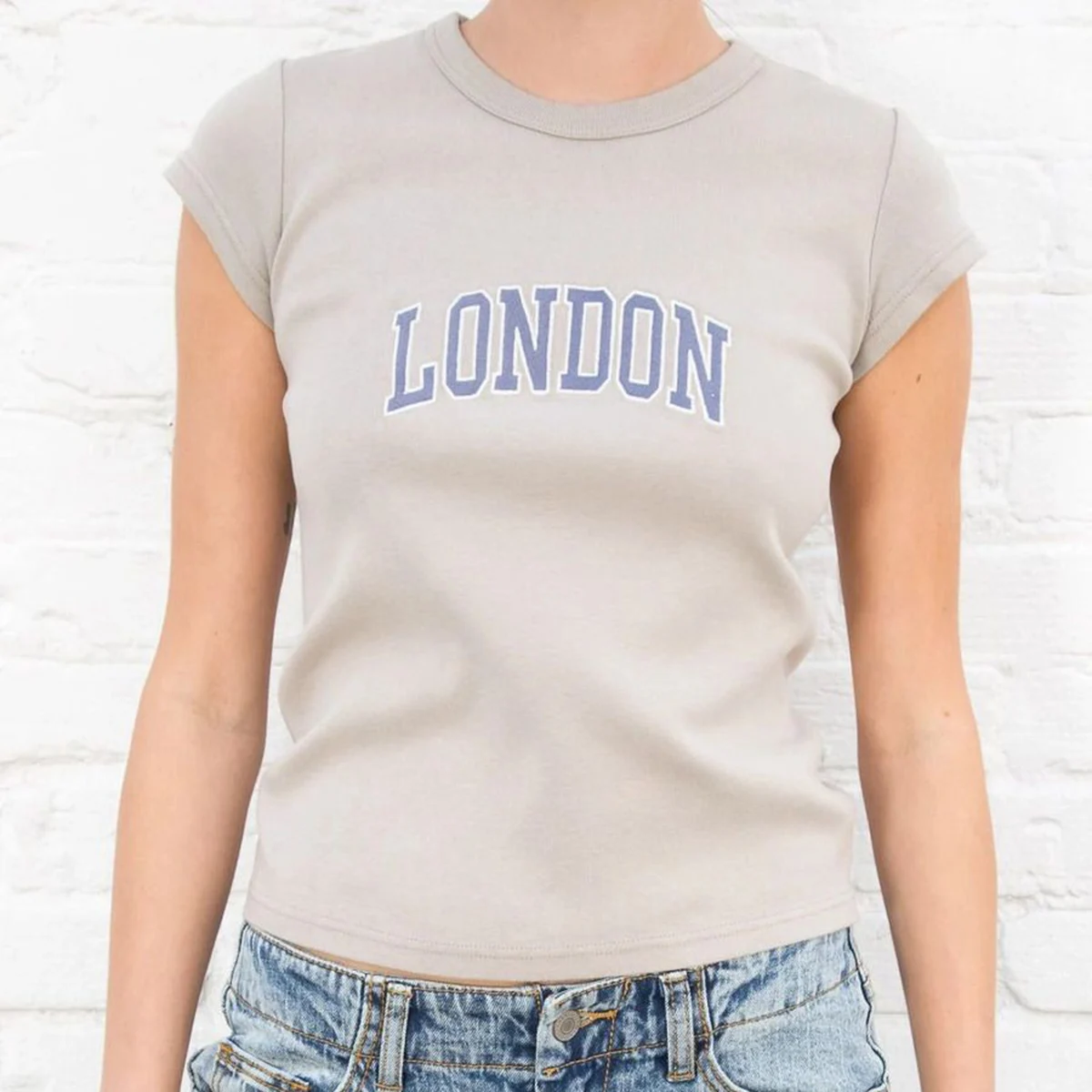 

Letter Embroidery Ribbed T-shirt Women Summer Kawaii Sweet Cotton Soft Short Tee Shirt female Vintage Chic Slim Tops 2022